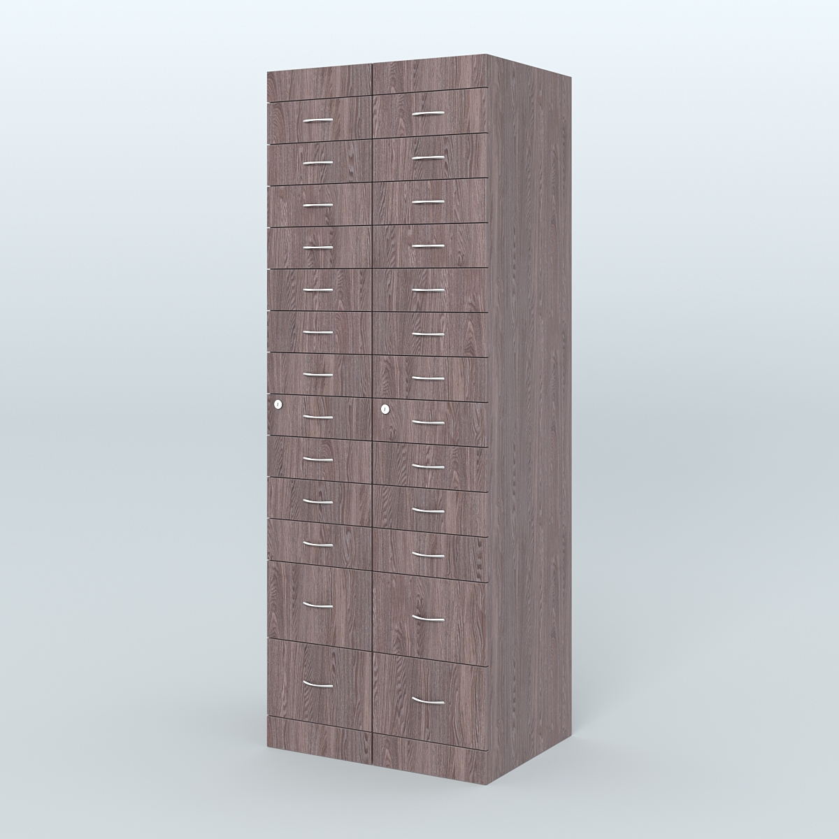 Рецептурный шкаф для аптек METACASE №2 глубиной 600 мм (26 ящиков) Ясень Анкор темный