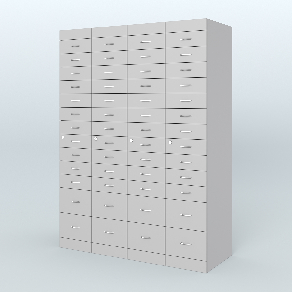 Рецептурный шкаф для аптек METACASE №4 глубиной 600 мм (52 ящика) Серый