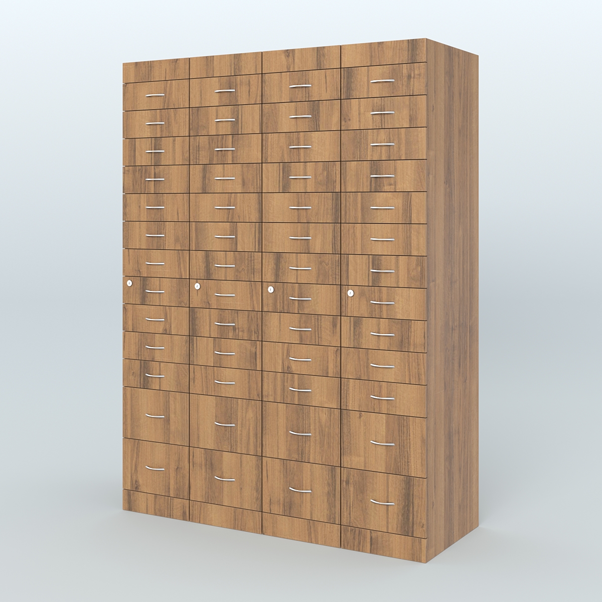 Рецептурный шкаф для аптек METACASE №4 глубиной 600 мм (52 ящика) Орех