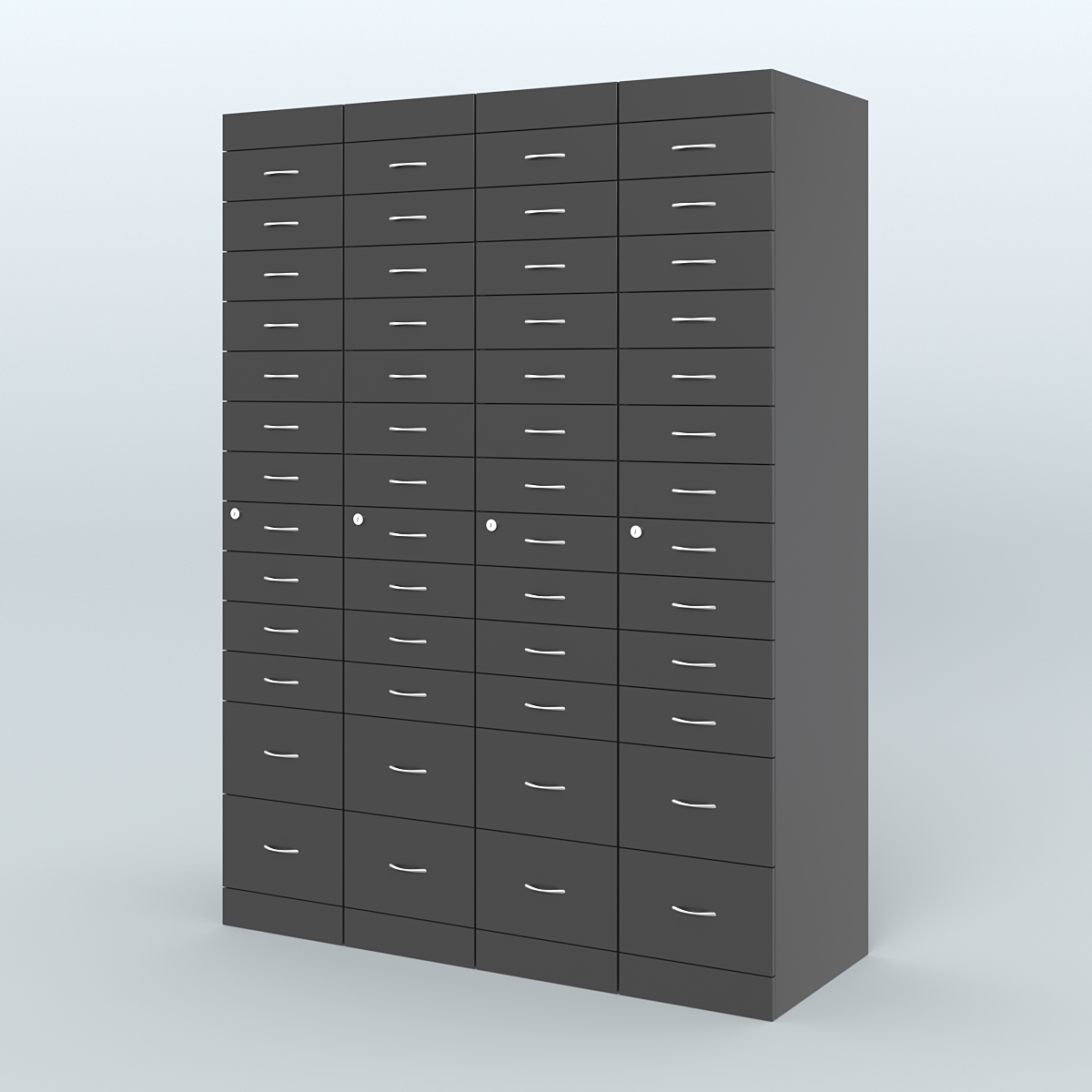 Рецептурный шкаф для аптек METACASE №4 глубиной 600 мм (52 ящика) Черный