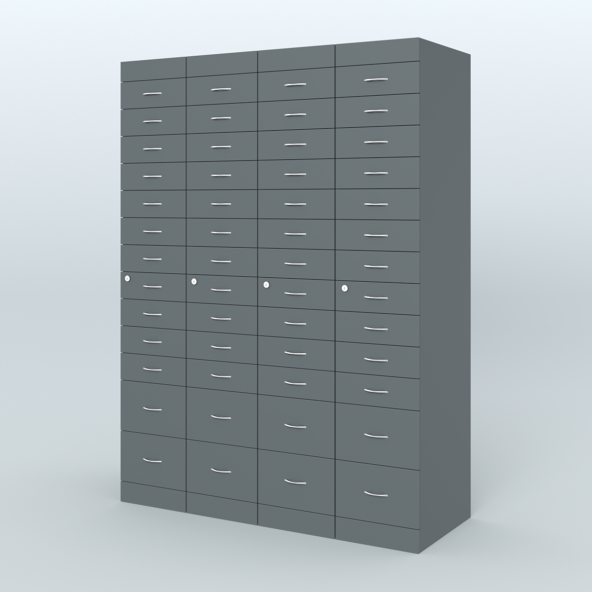 Рецептурный шкаф для аптек METACASE №4 глубиной 600 мм (52 ящика) Темно-Серый