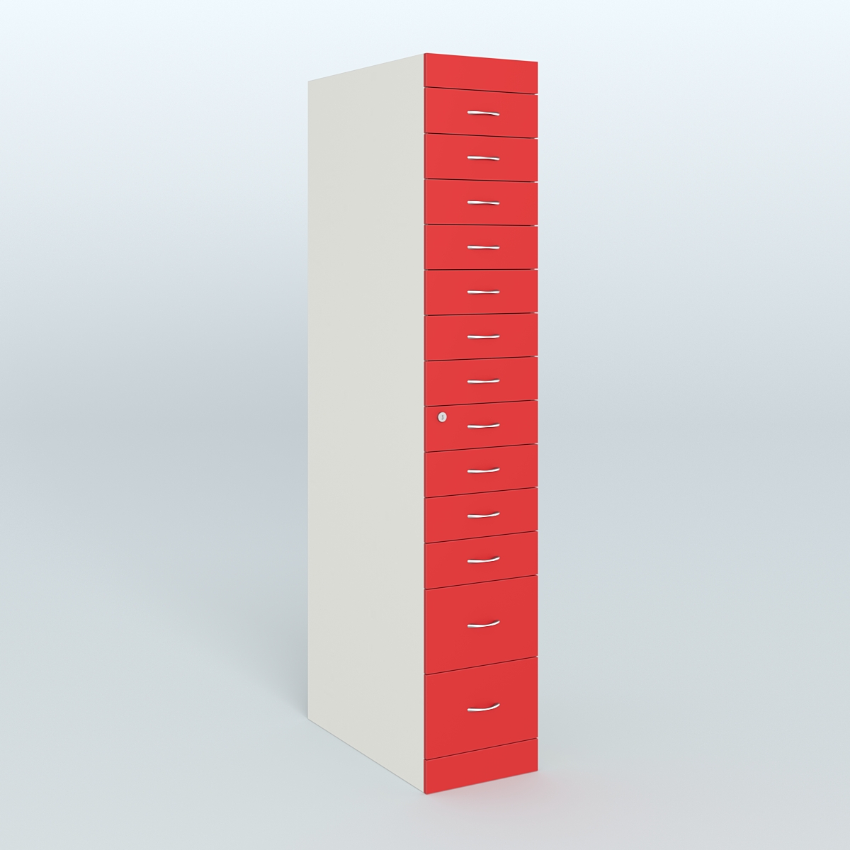 Рецептурный шкаф для аптек METACASE №1 глубиной 800 мм (13 ящиков) Белый + Красный