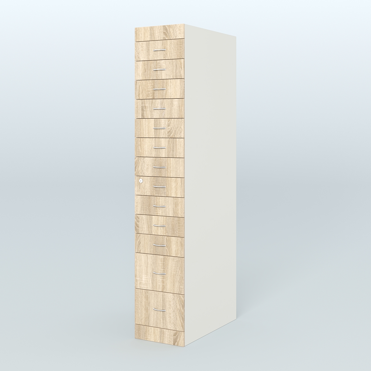 Рецептурный шкаф для аптек METACASE №1 глубиной 800 мм (13 ящиков) Белый + Дуб Сонома