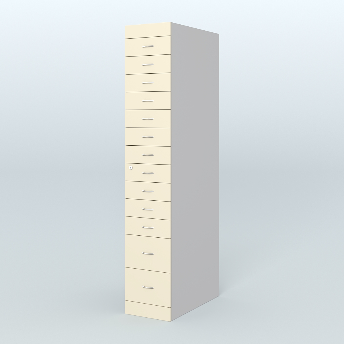 Рецептурный шкаф для аптек METACASE №1 глубиной 800 мм (13 ящиков) Серый + Крем Вайс