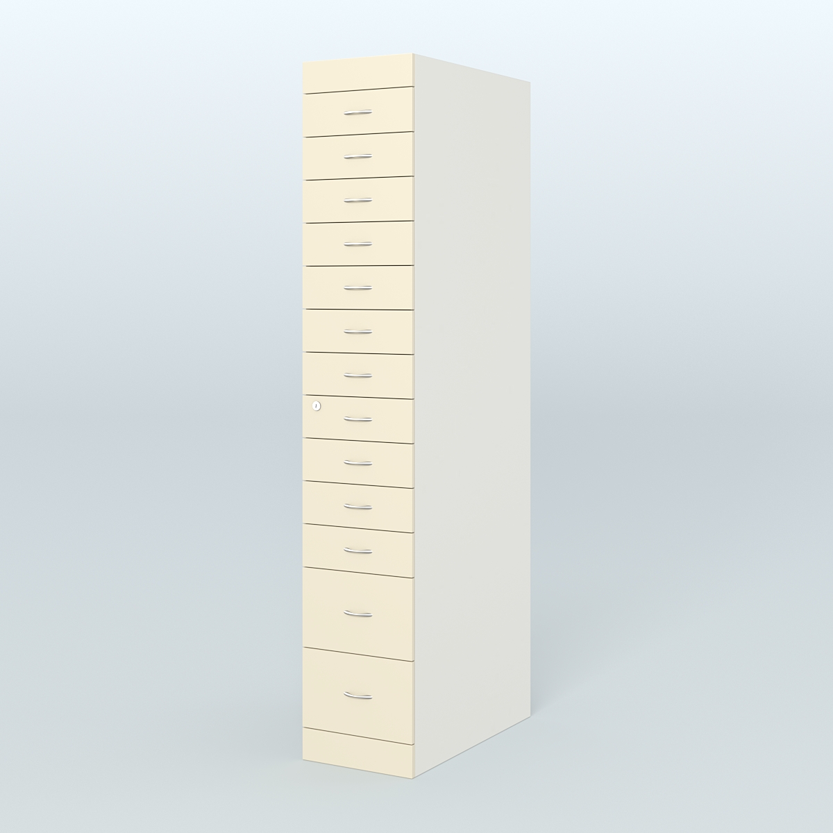 Рецептурный шкаф для аптек METACASE №1 глубиной 800 мм (13 ящиков) Белый + Крем Вайс