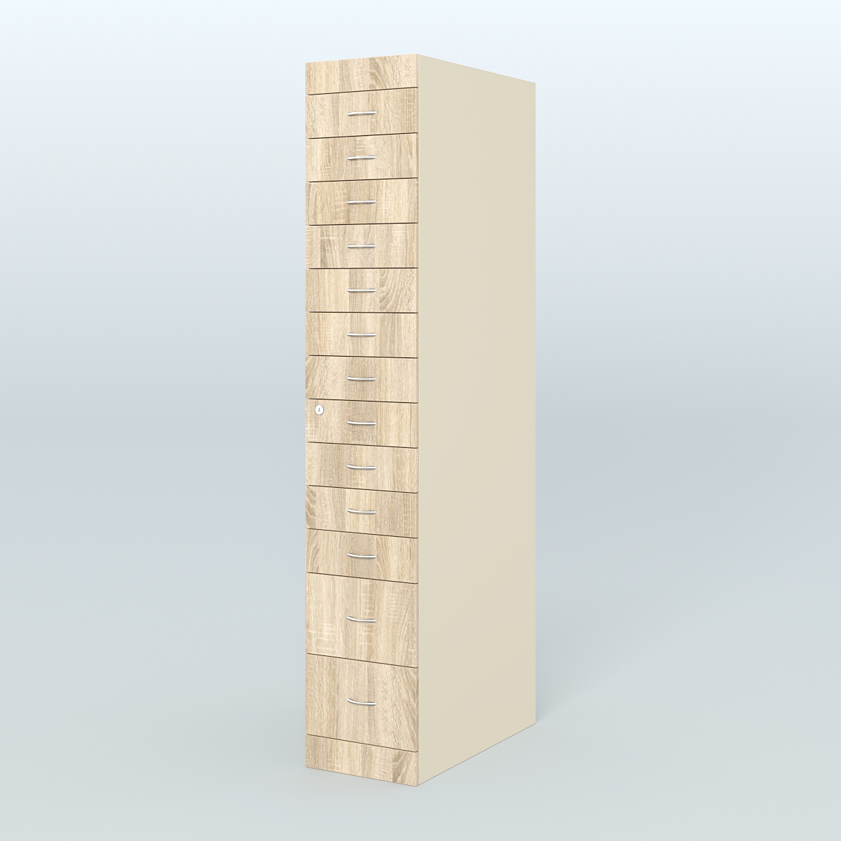 Рецептурный шкаф для аптек METACASE №1 глубиной 800 мм (13 ящиков) Крем Вайс и Дуб Сонома U2236-5