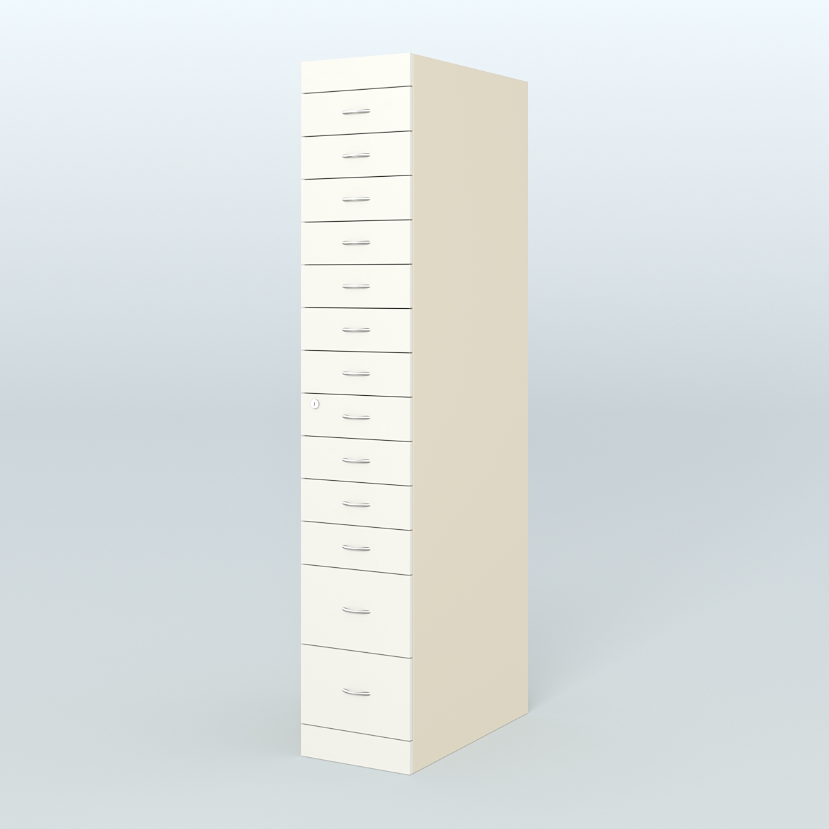 Рецептурный шкаф для аптек METACASE №1 глубиной 800 мм (13 ящиков) Крем Вайс + Белый