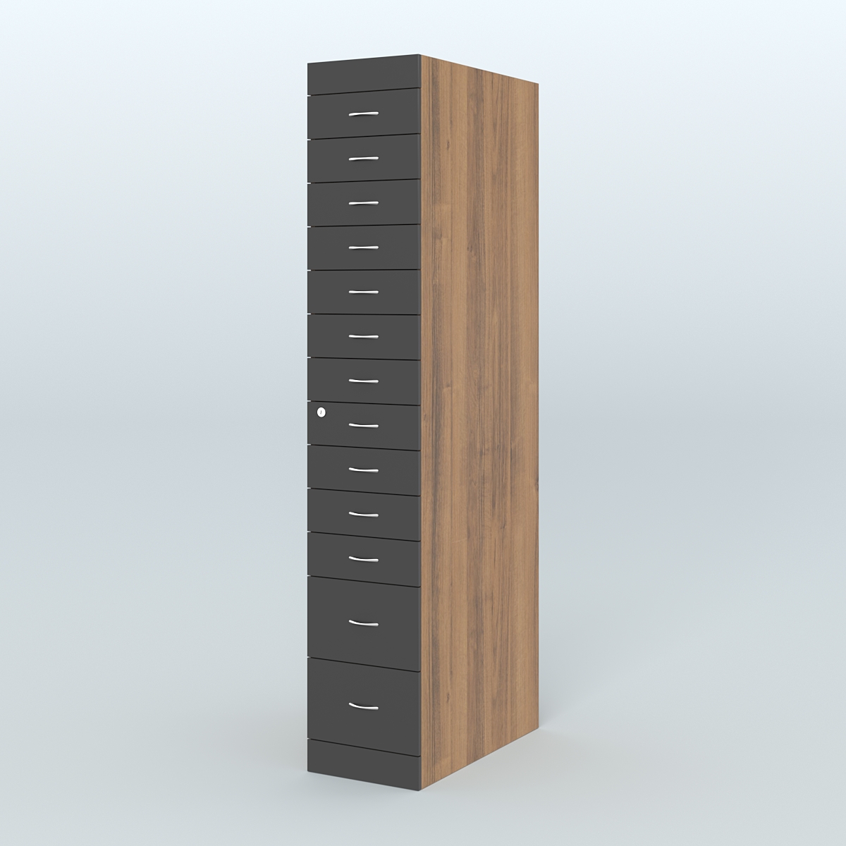 Рецептурный шкаф для аптек METACASE №1 глубиной 800 мм (13 ящиков) Орех + Черный