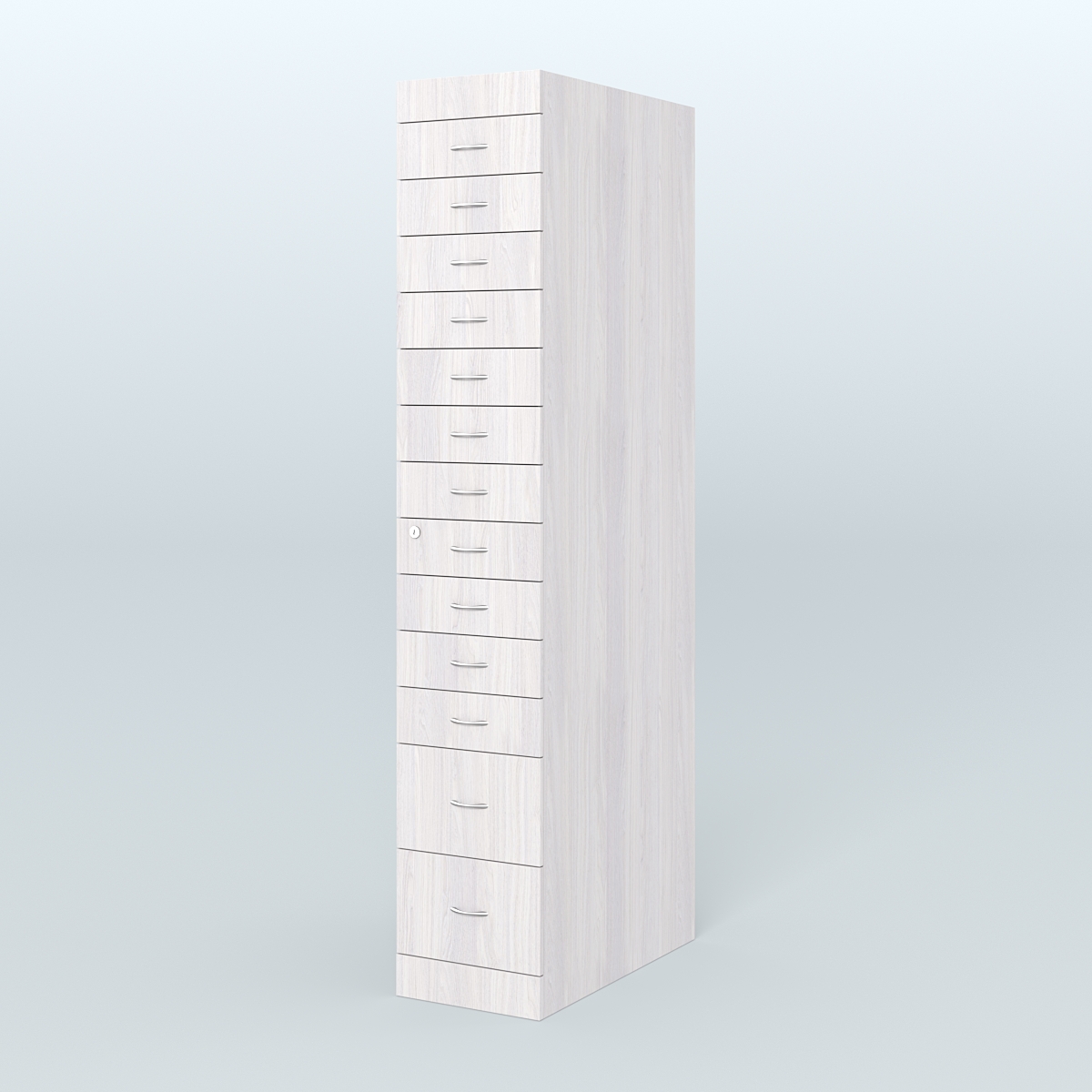 Рецептурный шкаф для аптек METACASE №1 глубиной 800 мм (13 ящиков) Ясень Анкор светлый