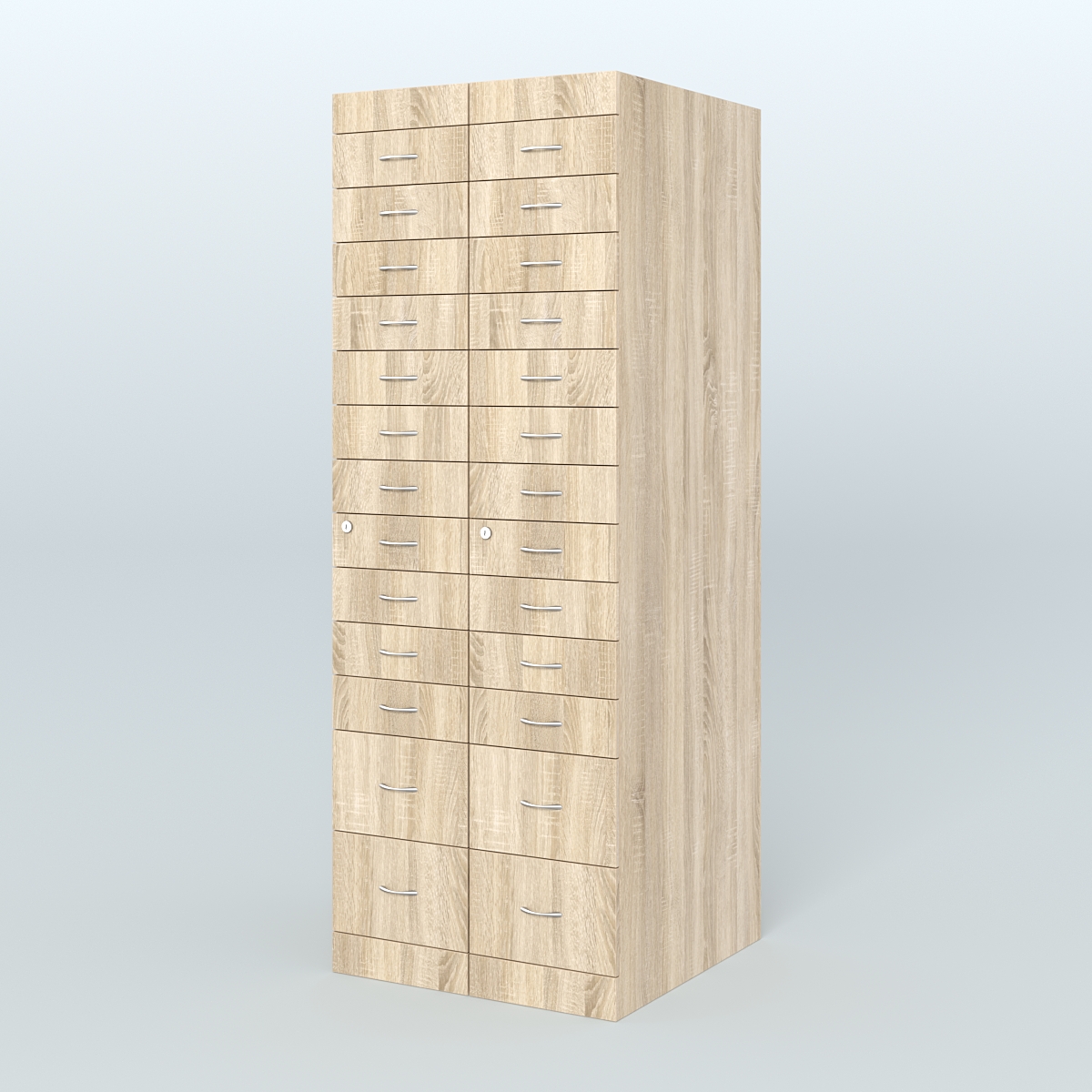 Рецептурный шкаф для аптек METACASE №2 глубиной 800 мм (26 ящиков) Дуб Сонома