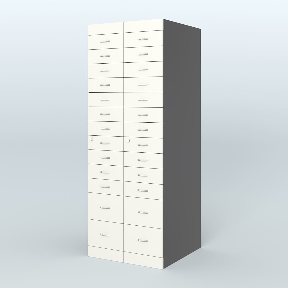 Рецептурный шкаф для аптек METACASE №2 глубиной 800 мм (26 ящиков) Черный + Белый