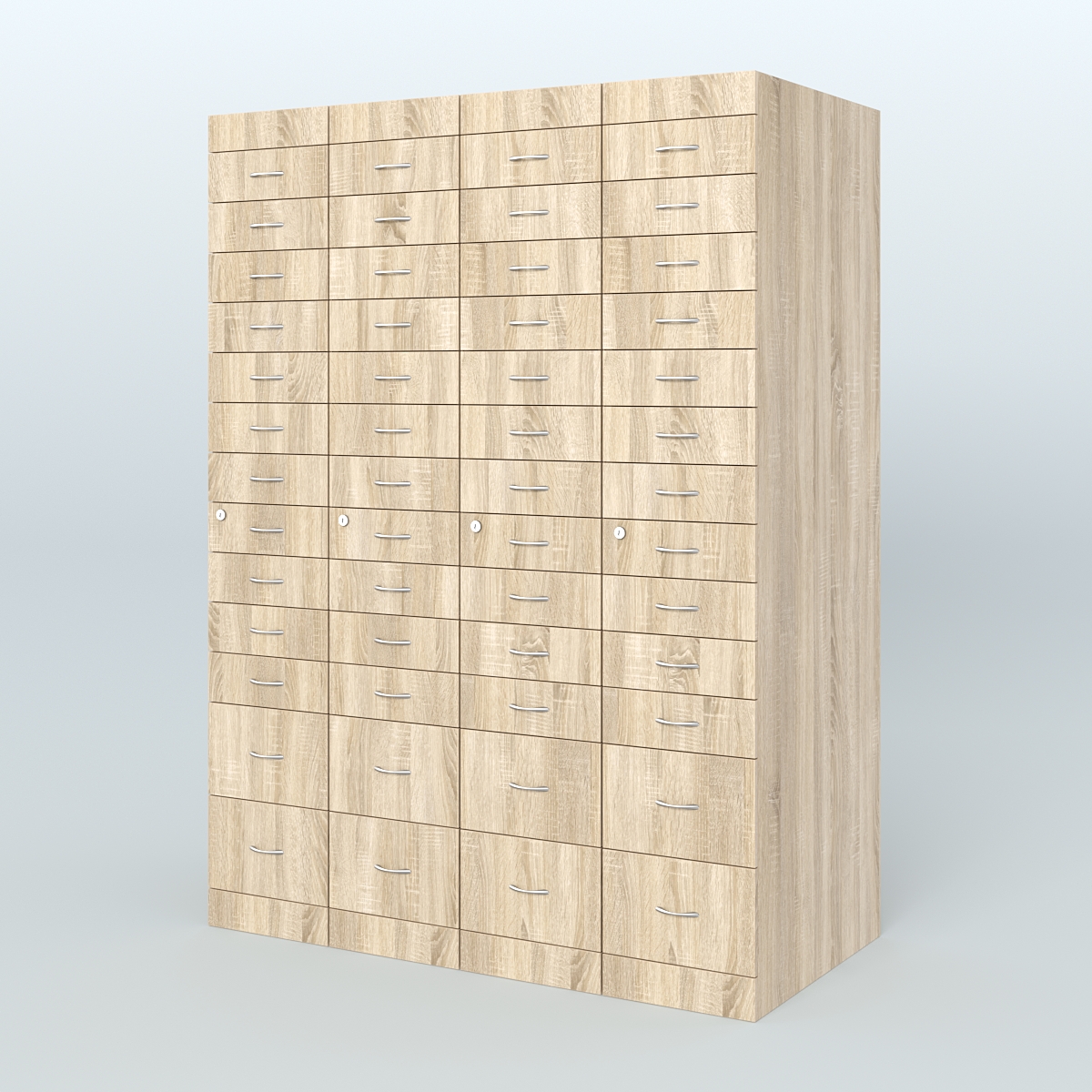 Рецептурный шкаф для аптек METACASE №4 глубиной 800 мм (52 ящика) Дуб Сонома