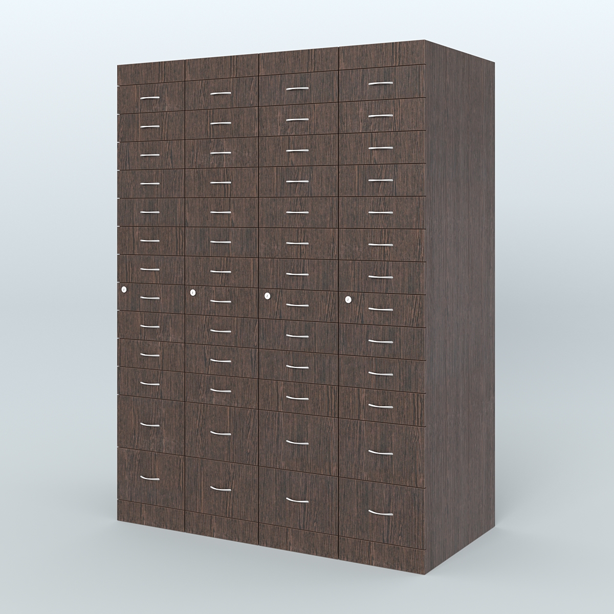 Рецептурный шкаф для аптек METACASE №4 глубиной 800 мм (52 ящика) Дуб Венге