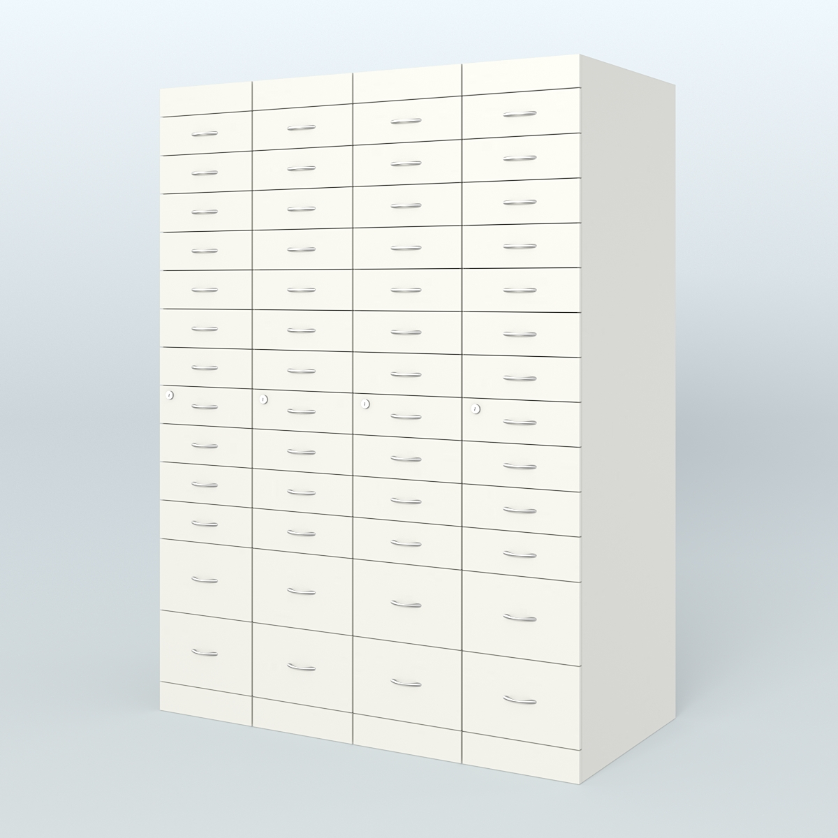 Рецептурный шкаф для аптек METACASE №4 глубиной 800 мм (52 ящика) Белый