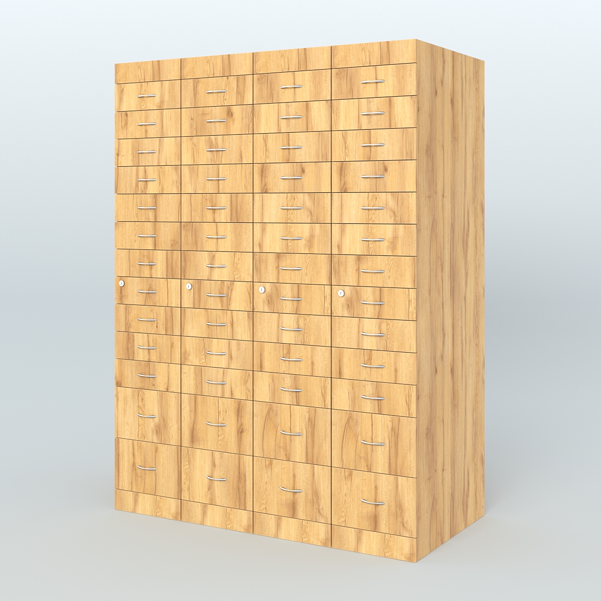 Рецептурный шкаф для аптек METACASE №4 глубиной 800 мм (52 ящика) Дуб Золотистый