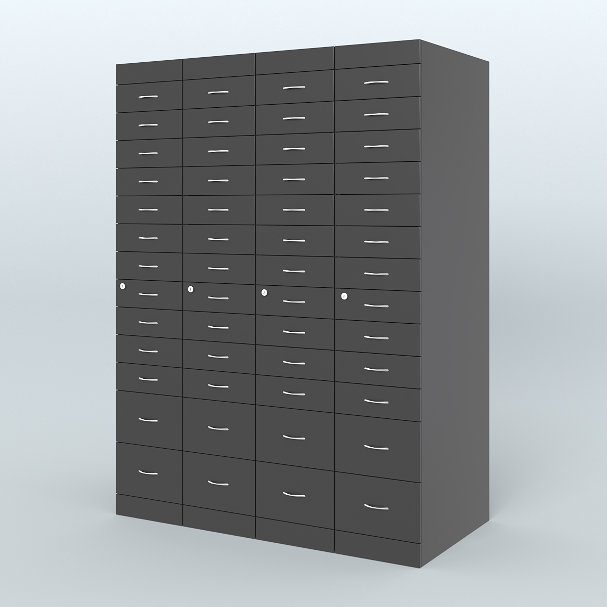 Рецептурный шкаф для аптек METACASE №4 глубиной 800 мм (52 ящика) Черный