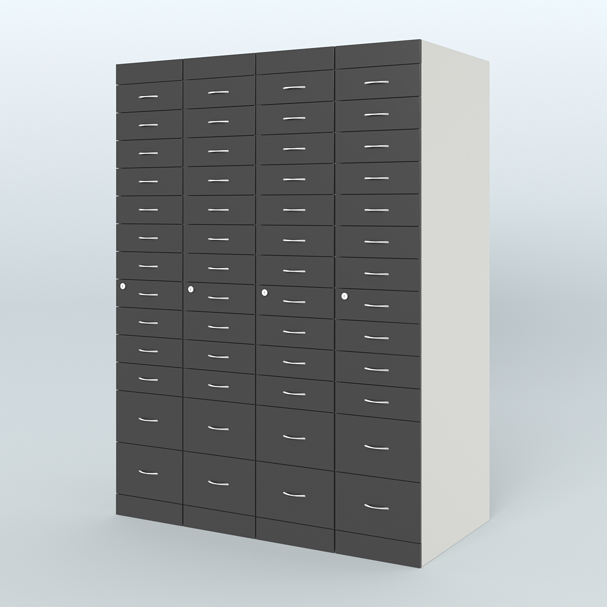 Рецептурный шкаф для аптек METACASE №4 глубиной 800 мм (52 ящика) Белый и Черный