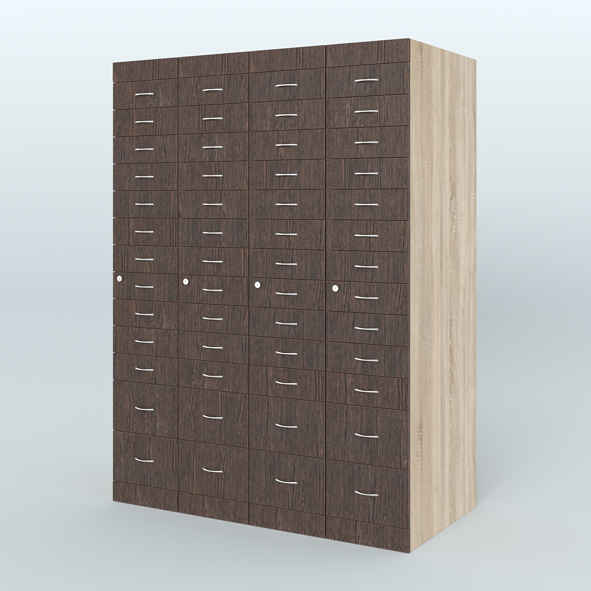 Рецептурный шкаф для аптек METACASE №4 глубиной 800 мм (52 ящика) Дуб Сонома + Дуб Венге