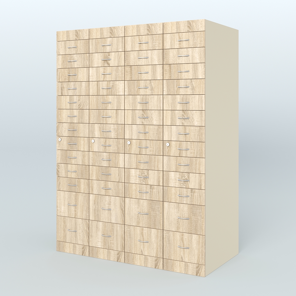 Рецептурный шкаф для аптек METACASE №4 глубиной 800 мм (52 ящика) Крем Вайс и Дуб Сонома U2236-5