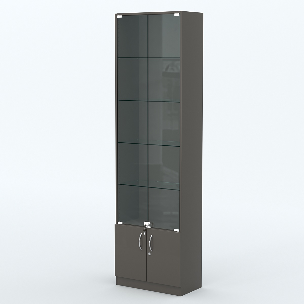 Торговая витрина с 4-мя стеклянными полками 300x600 мм серии NEXT-4 №5 (З/C - ДВП) Черный