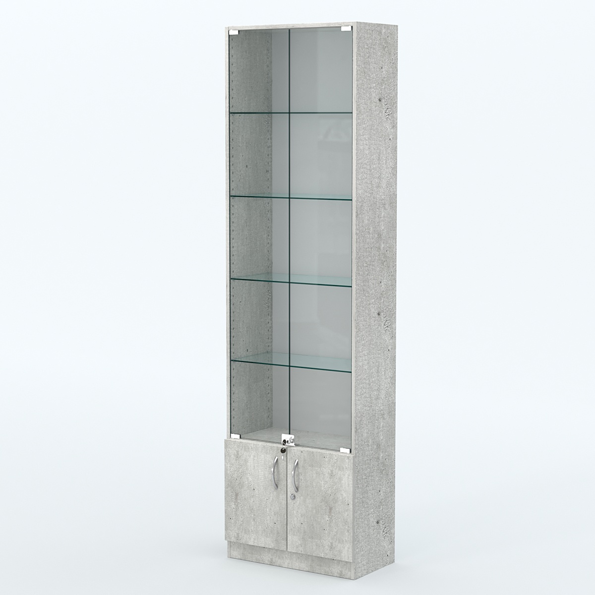 Торговая витрина с 4-мя стеклянными полками 300x600 мм серии NEXT-4 №5 (З/C - ДВП) Метрополитан Грей