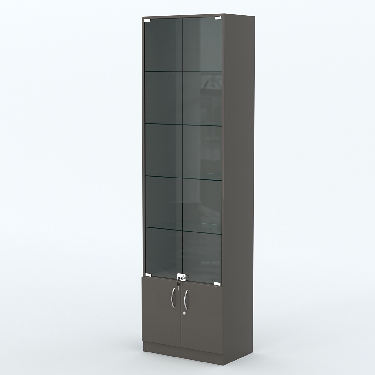 Торговая витрина с 4-мя стеклянными полками 350x600 мм серии NEXT-4 №6 (З/C - ДВП) Черный