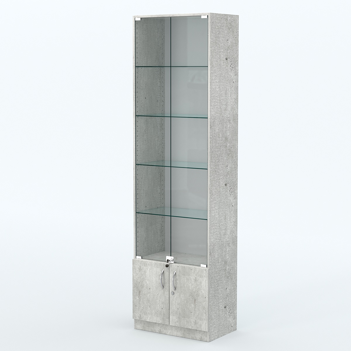 Торговая витрина с 4-мя стеклянными полками 350x600 мм серии NEXT-4 №6 (З/C - ДВП) Метрополитан Грей