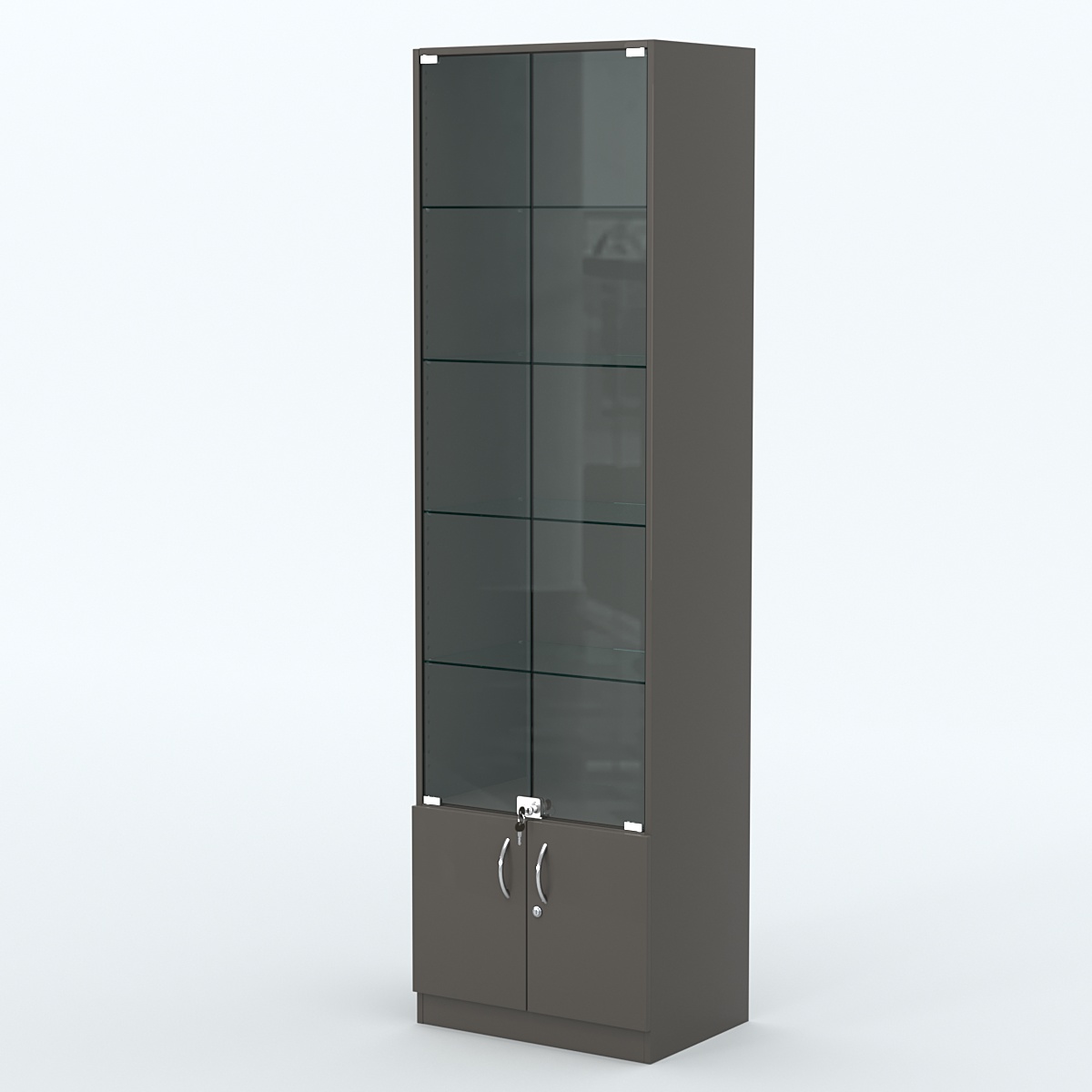 Торговая витрина с 4-мя стеклянными полками 400x600 мм серии NEXT-4 №7 (З/C - ДВП) Черный