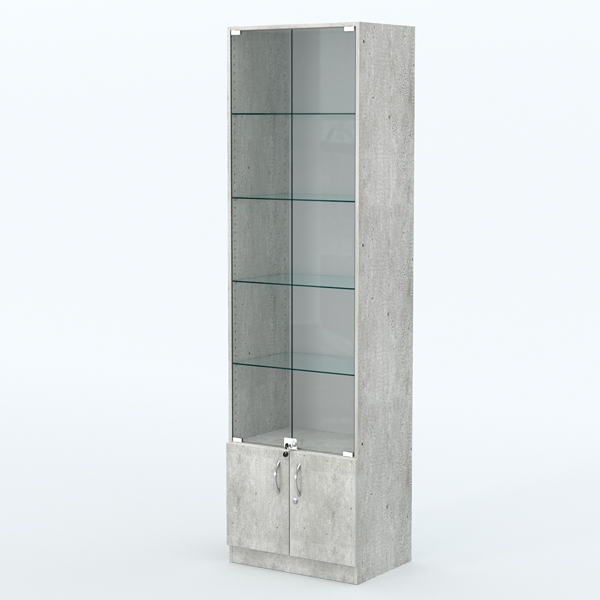 Торговая витрина с 4-мя стеклянными полками 400x600 мм серии NEXT-4 №7 (З/C - ДВП) Метрополитан Грей