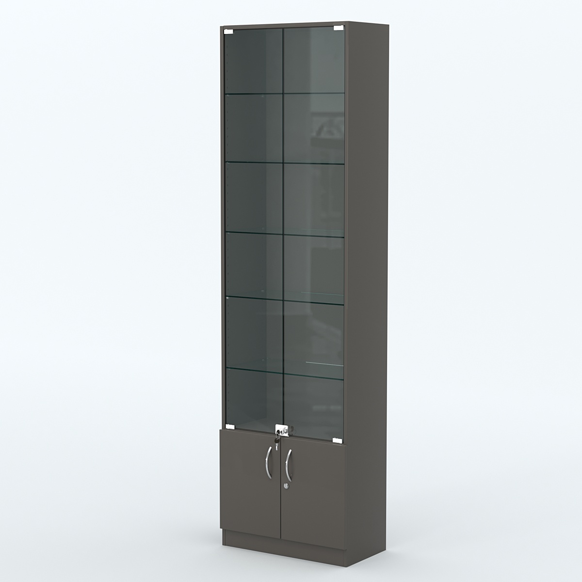 Торговая витрина с 5-ю стеклянными полками 300x600 мм серии NEXT-5 №5 (З/C - ДВП) Черный