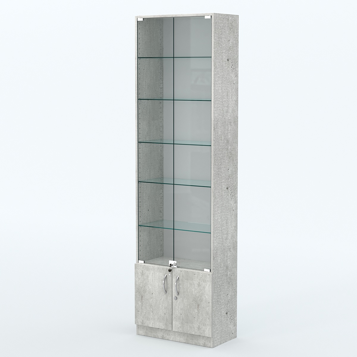 Торговая витрина с 5-ю стеклянными полками 300x600 мм серии NEXT-5 №5 (З/C - ДВП) Метрополитан Грей