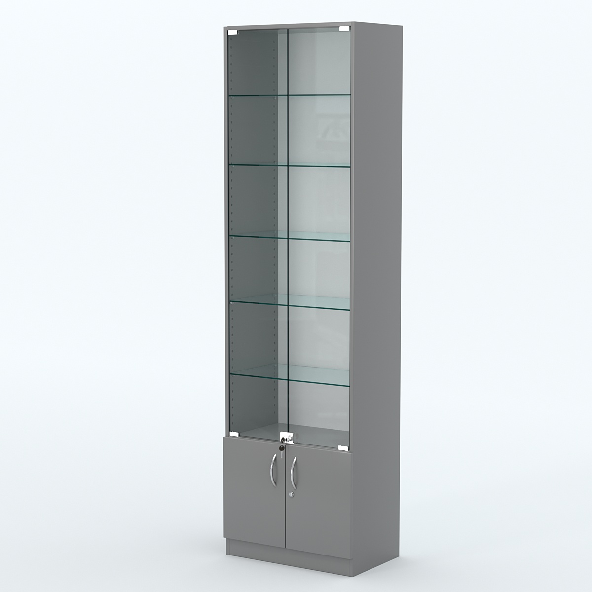 Торговая витрина с 5-ю стеклянными полками 350x600 мм серии NEXT-5 №6 (З/C - ДВП) Темно-Серый