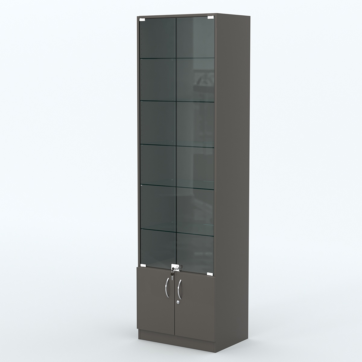 Торговая витрина с 5-ю стеклянными полками 400x600 мм серии NEXT-5 №7 (З/C - ДВП) Черный