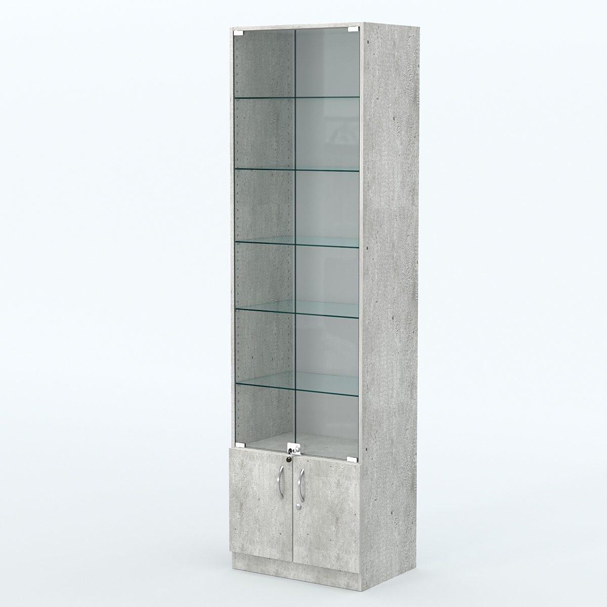 Торговая витрина с 5-ю стеклянными полками 400x600 мм серии NEXT-5 №7 (З/C - ДВП) Метрополитан Грей