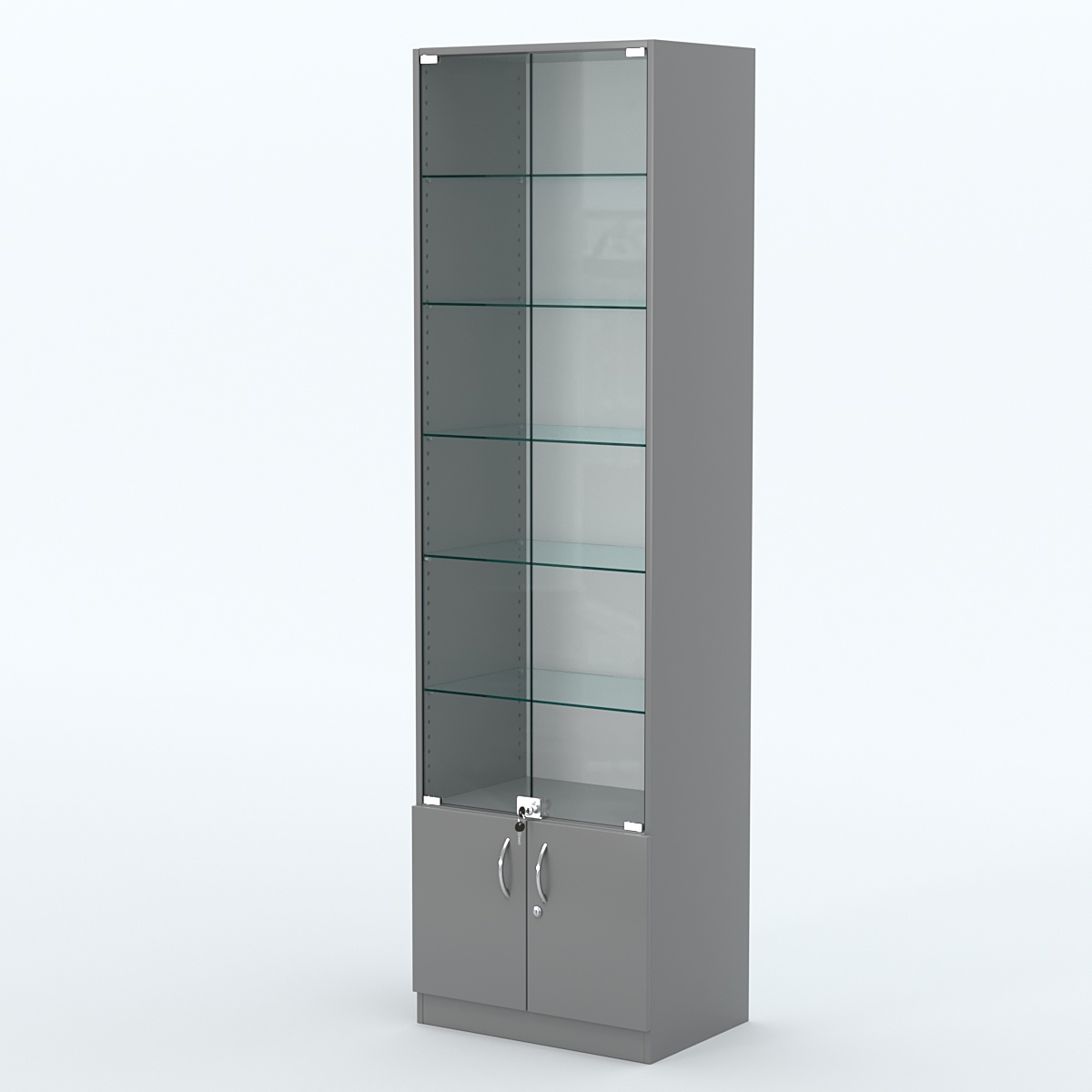 Торговая витрина с 5-ю стеклянными полками 400x600 мм серии NEXT-5 №7 (З/C - ДВП) Темно-Серый