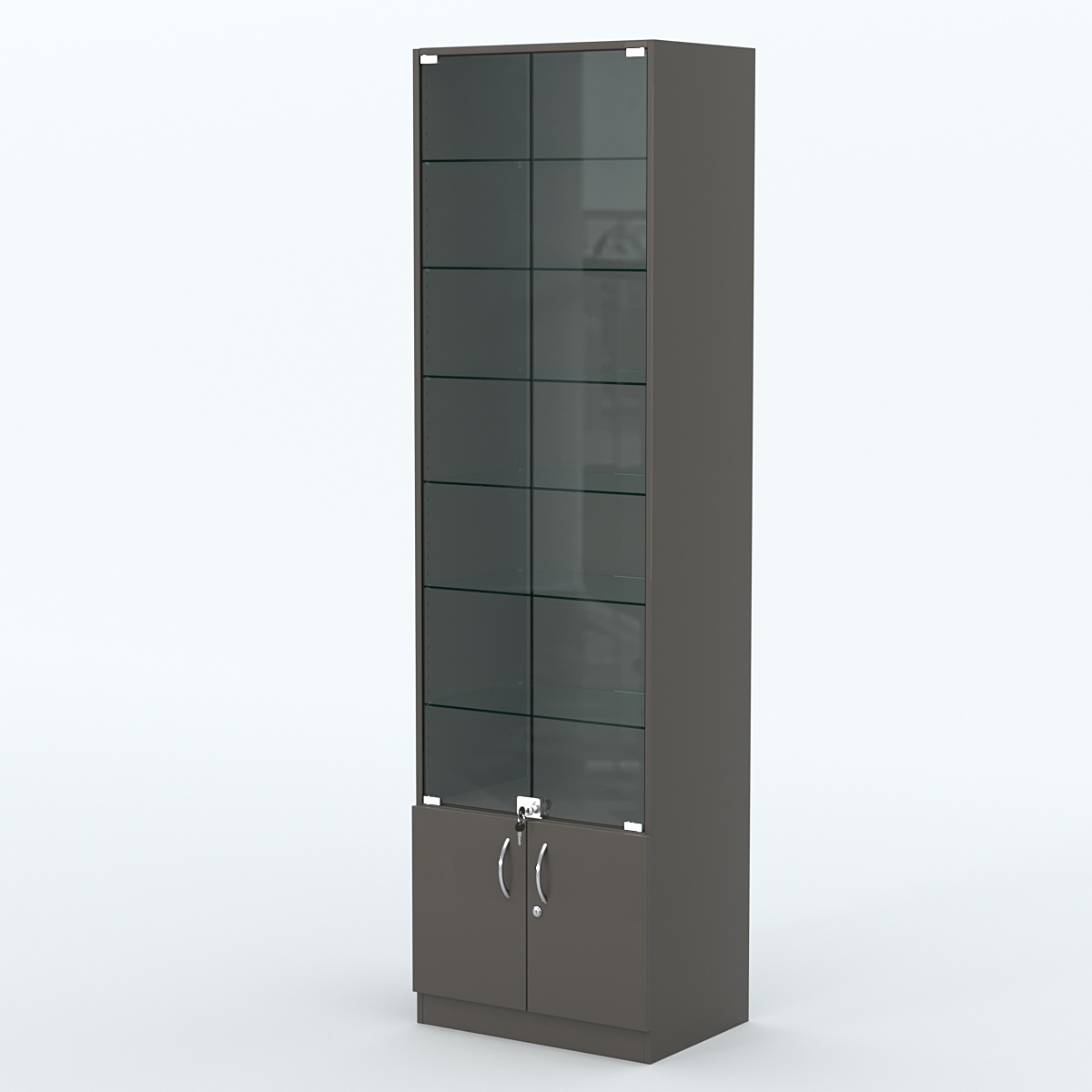 Торговая витрина с 6-ю стеклянными полками 400x600 мм серии NEXT-6 №7 (З/C - ДВП) Черный