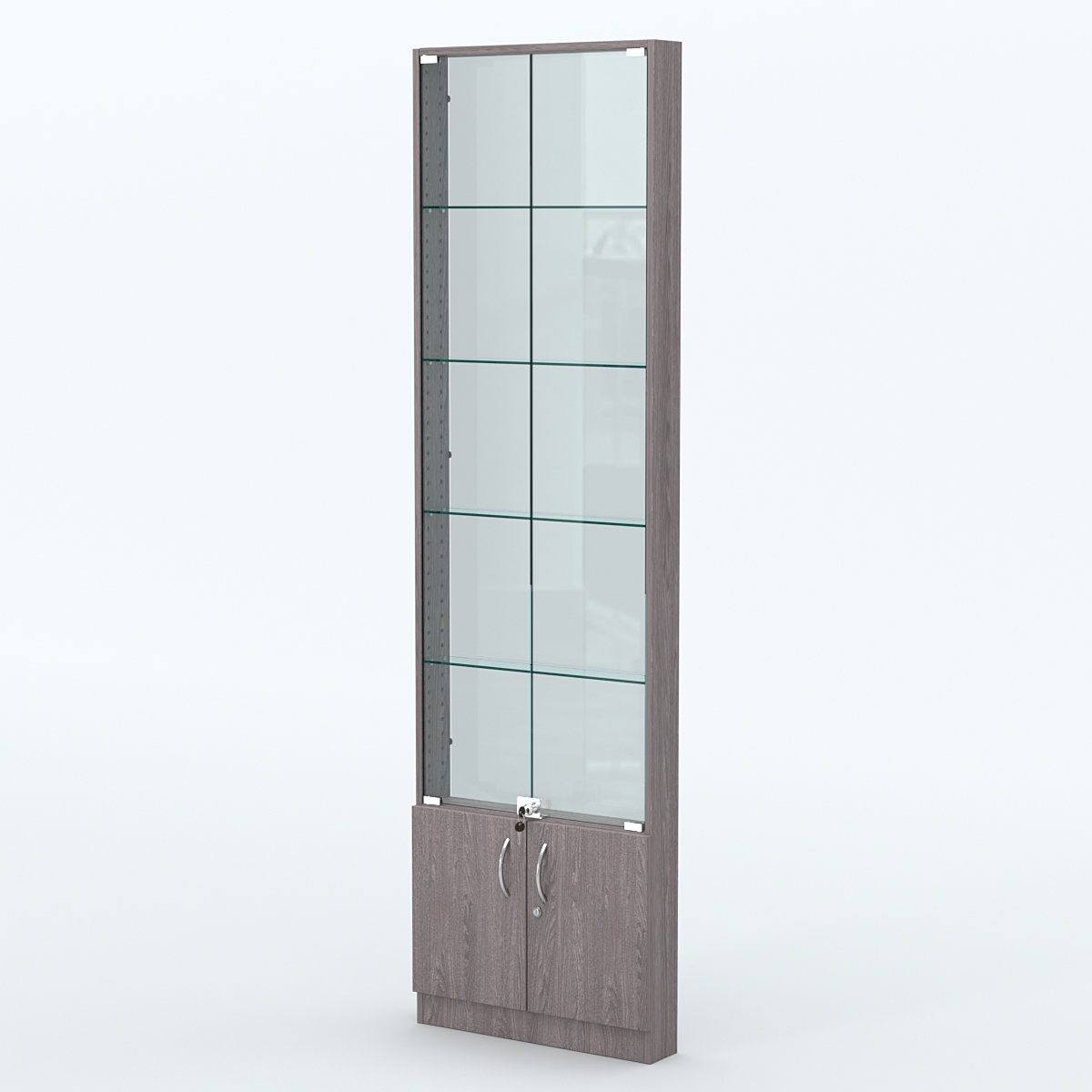 Торговая витрина с 4-мя стеклянными полками 100x600 мм серии NEXT-4 №1-1 (З/C - СТЕКЛО) Ясень Анкор темный