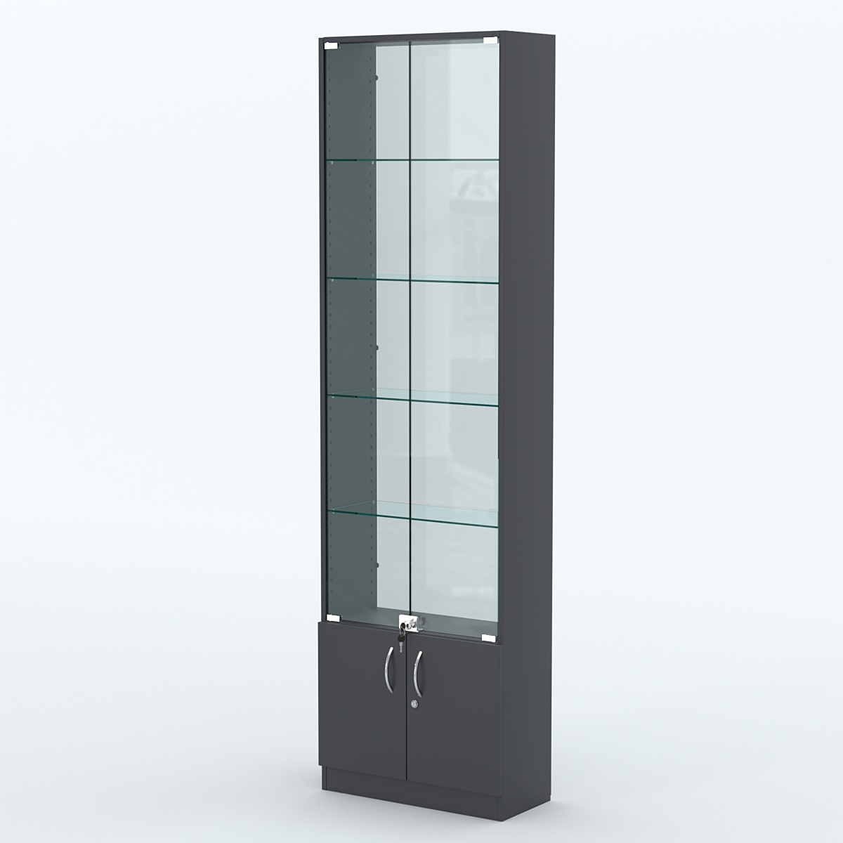 Торговая витрина с 4-мя стеклянными полками 250x600 мм серии NEXT-4 №4-1 (З/C - СТЕКЛО) Антрацит
