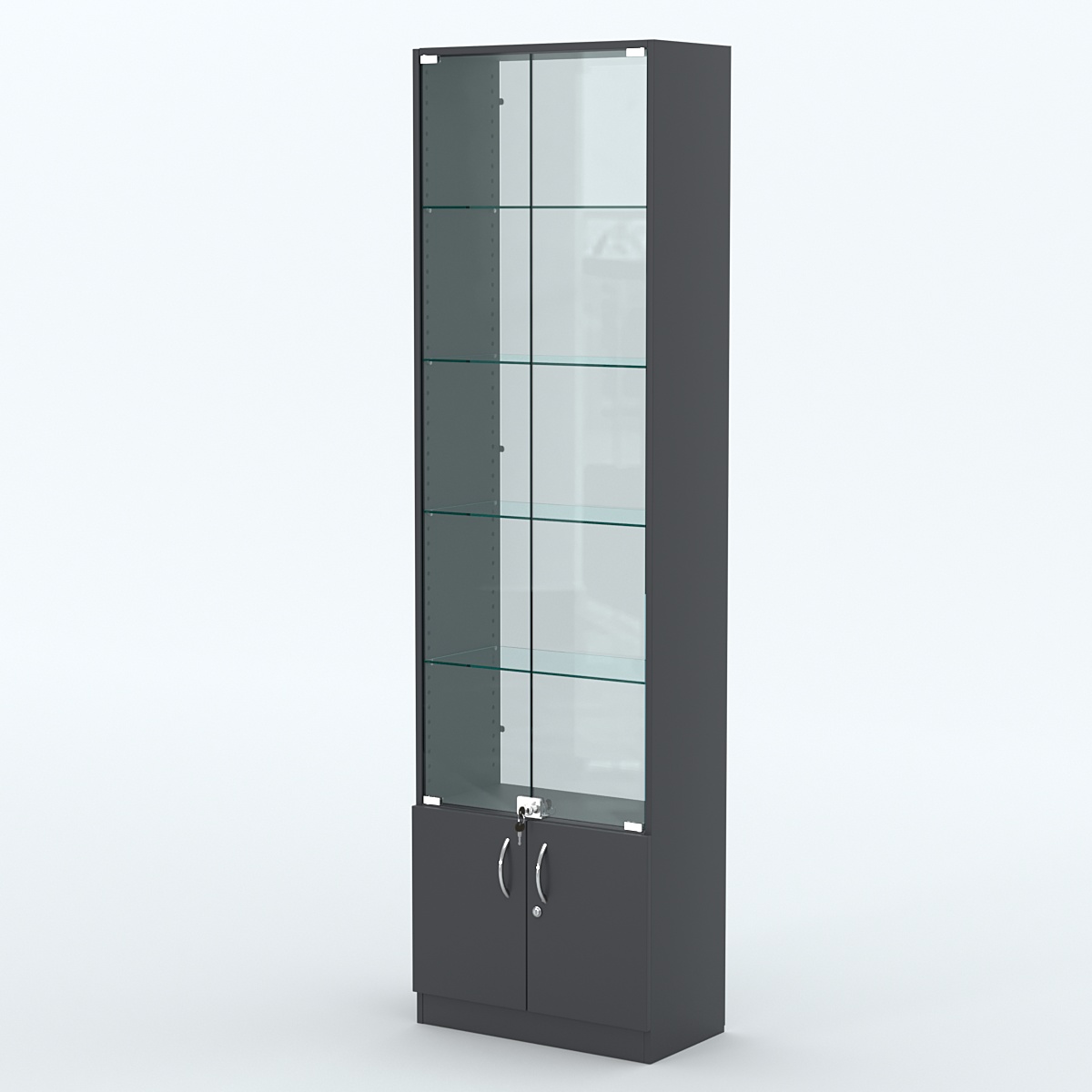 Торговая витрина с 4-мя стеклянными полками 300x600 мм серии NEXT-4 №5-1 (З/C - СТЕКЛО) Антрацит
