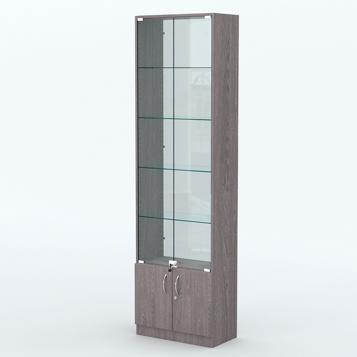 Торговая витрина с 4-мя стеклянными полками 300x600 мм серии NEXT-4 №5-1 (З/C - СТЕКЛО) Ясень Анкор темный