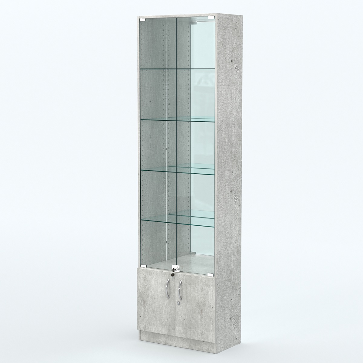Торговая витрина с 4-мя стеклянными полками 300x600 мм серии NEXT-4 №5-2 (З/C - ЗЕРКАЛО) Метрополитан Грей