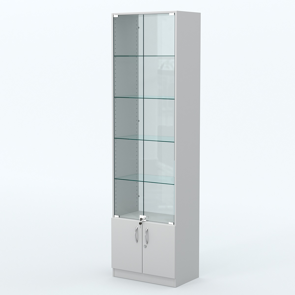 Торговая витрина с 4-мя стеклянными полками 350x600 мм серии NEXT-4 №6-1 (З/C - СТЕКЛО) Серый