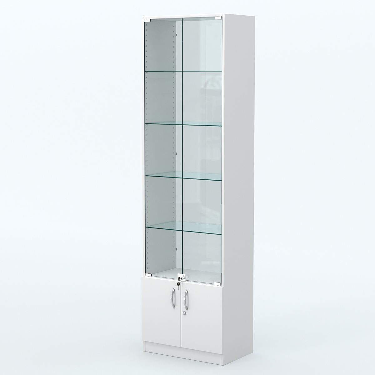 Торговая витрина с 4-мя стеклянными полками 350x600 мм серии NEXT-4 №6-1 (З/C - СТЕКЛО) Белый