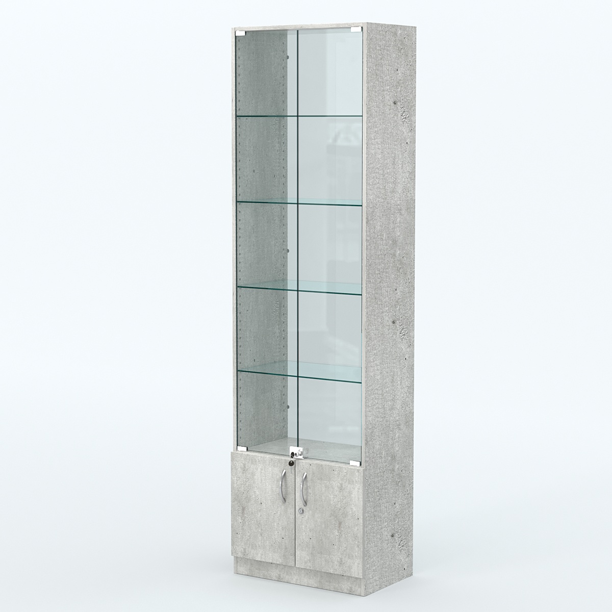 Торговая витрина с 4-мя стеклянными полками 350x600 мм серии NEXT-4 №6-1 (З/C - СТЕКЛО) Метрополитан Грей