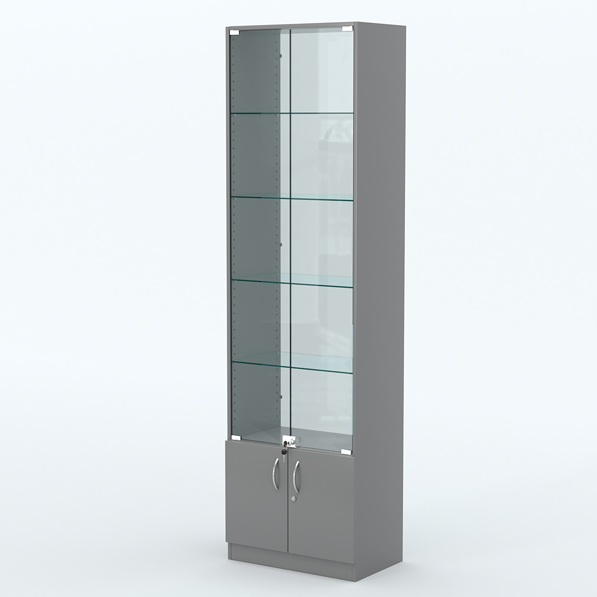 Торговая витрина с 4-мя стеклянными полками 350x600 мм серии NEXT-4 №6-1 (З/C - СТЕКЛО) Темно-Серый