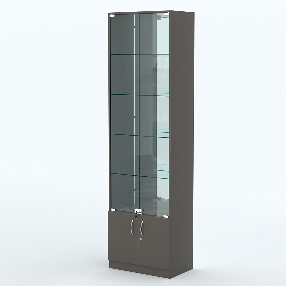 Торговая витрина с 4-мя стеклянными полками 350x600 мм серии NEXT-4 №6-2 (З/C - ЗЕРКАЛО) Черный