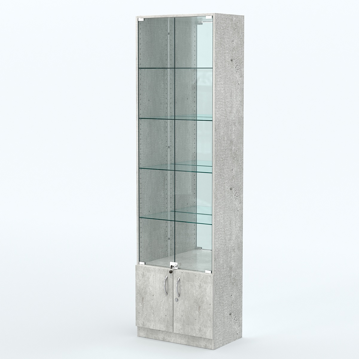 Торговая витрина с 4-мя стеклянными полками 350x600 мм серии NEXT-4 №6-2 (З/C - ЗЕРКАЛО) Метрополитан Грей