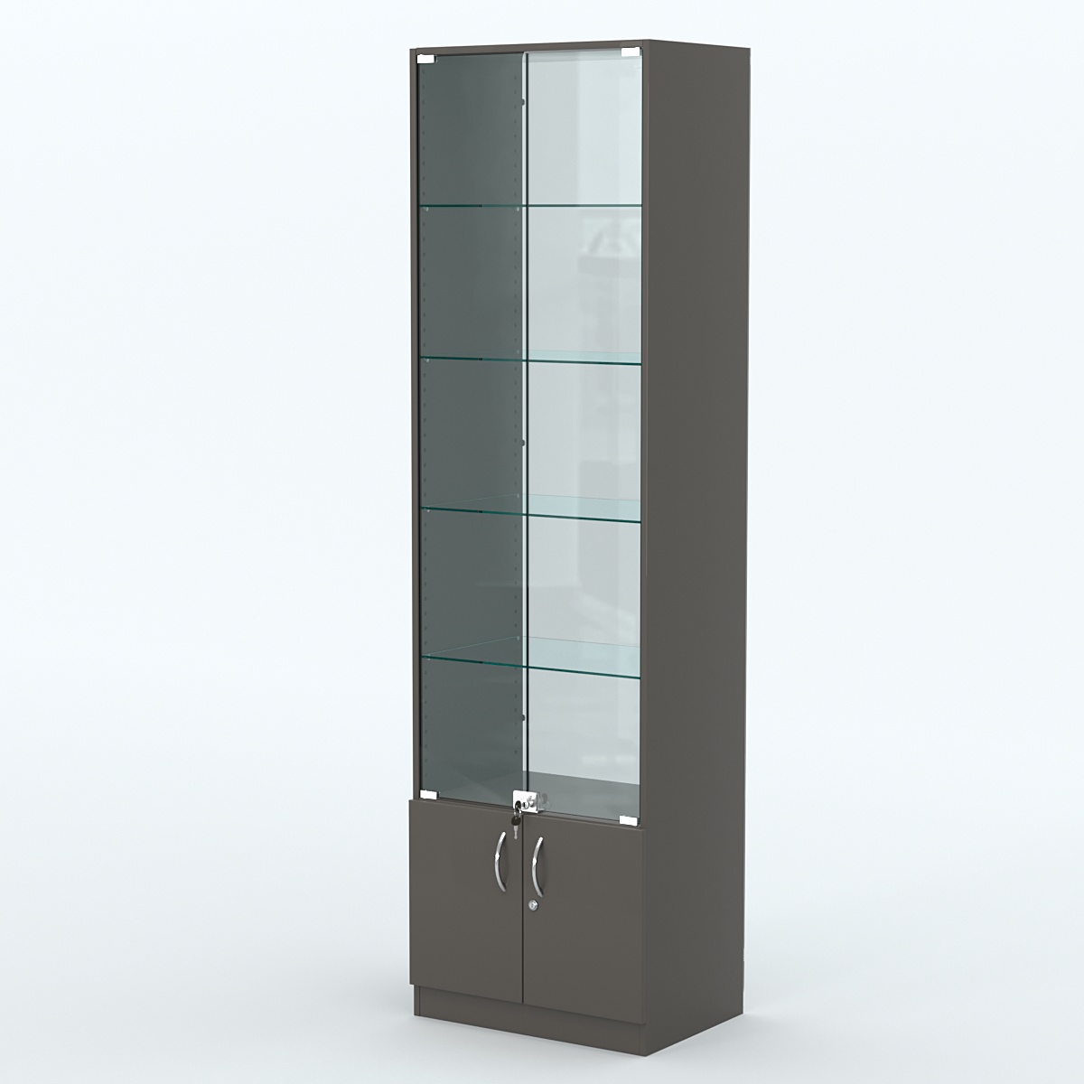 Торговая витрина с 4-мя стеклянными полками 400x600 мм серии NEXT-4 №7-1 (З/C - СТЕКЛО) Черный