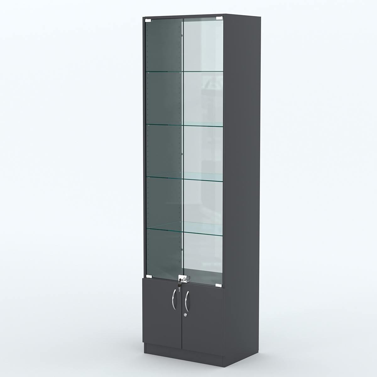Торговая витрина с 4-мя стеклянными полками 400x600 мм серии NEXT-4 №7-1 (З/C - СТЕКЛО) Антрацит