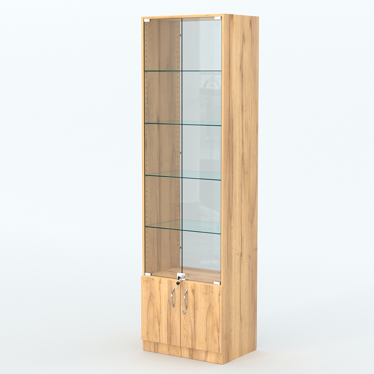 Торговая витрина с 4-мя стеклянными полками 400x600 мм серии NEXT-4 №7-1 (З/C - СТЕКЛО) Дуб Золотистый